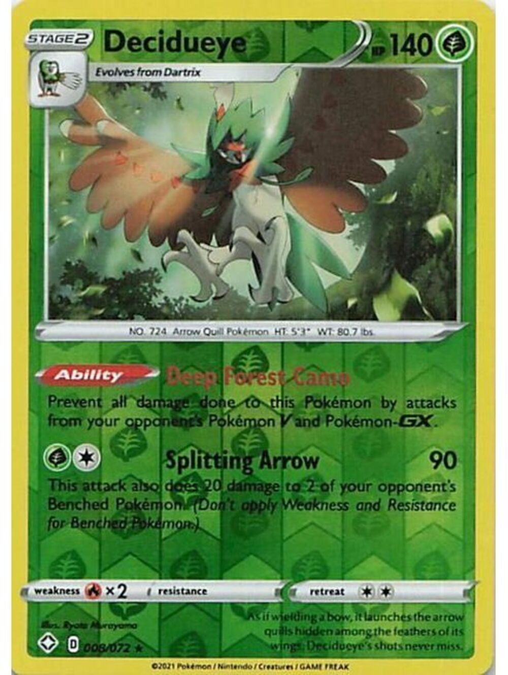 Pokemon TCG 2021 Decidueye NM SHF
